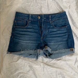 Hi-rise denim shorts